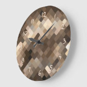 Coole Funky Taupe Beige Brown Mosaik Art Pattern Große Wanduhr (Winkel)