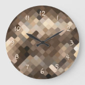 Coole Funky Taupe Beige Brown Mosaik Art Pattern Große Wanduhr (Vorderseite)