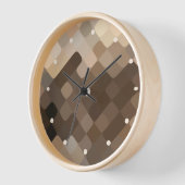 Coole Funky Taupe Beige Brown Mosaik Art Pattern Uhr (Winkel)