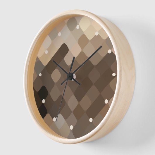 Coole Funky Taupe Beige Brown Mosaik Art Pattern Uhr (Winkel)