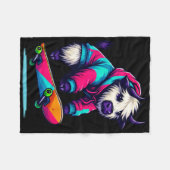 Coole funky Yak Skateboarding-Illustrationskunst Fleecedecke (Vorderseite (Horizontal))