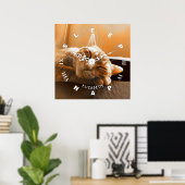Coole Funny Cat Sleeping and Napping Clock Poster (Heimbüro)