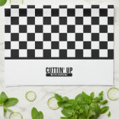 Coole Funny Cuttin' Up Black & White Checkerboard Geschirrtuch (Gefaltet)