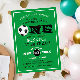 Coole Fußball-Kinder zum 1. Geburtstag Einladung