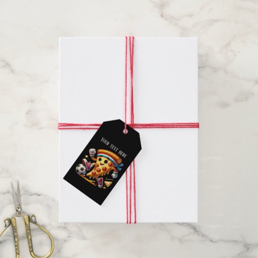 Coole Fußballfans Pizza-Party  Geschenkanhänger (Mit Garn)