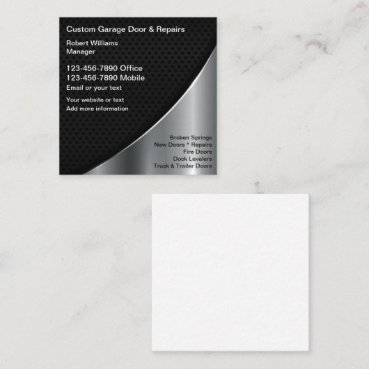 Coole Garagentore Quadratische Visitenkarte (Vorne/Hinten)