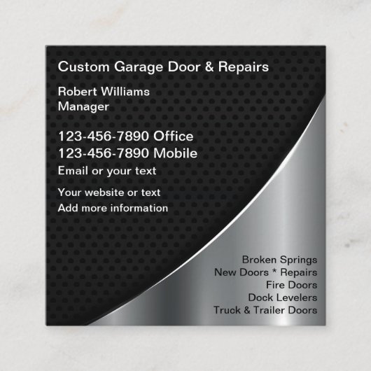 Coole Garagentore Quadratische Visitenkarte (Vorderseite)