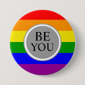 Coole Gay Pride Flagge Sei du selbst Button (Vorderseite)