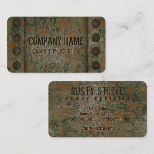Coole gebeutelte Alt-Stahl-Metallkonstruktionen Visitenkarte (Vorne/Hinten)