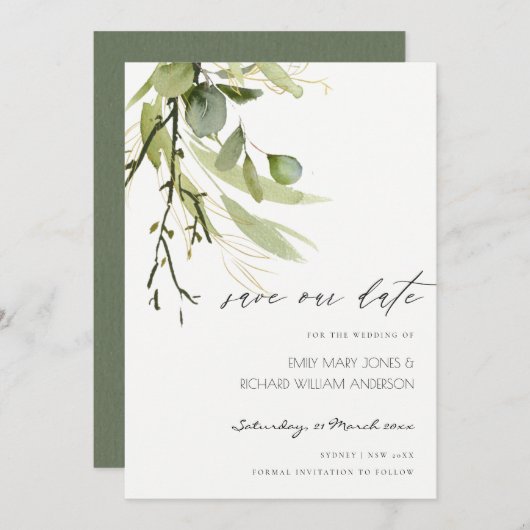 COOLE GEBRAUCHSINFORMATION GREEN FOLIAGE WATERCOLO EINLADUNG (Vorne/Hinten)