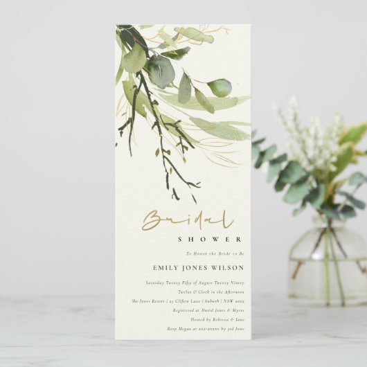 COOLE GEBRAUCHSINFORMATION GRÜNES FOLIAGE WATERCOL EINLADUNG (Stehend Vorderseite)