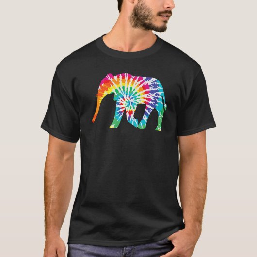 Coole Gefärbte Krawatte Elephant Animal Amphibien  T-Shirt (Vorderseite)
