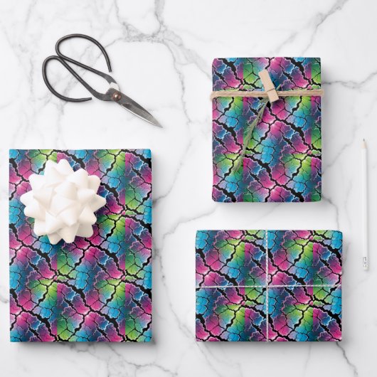 Coole gekachelte Neon-Muster-Party Geschenkpapier Set (Vorderseite)