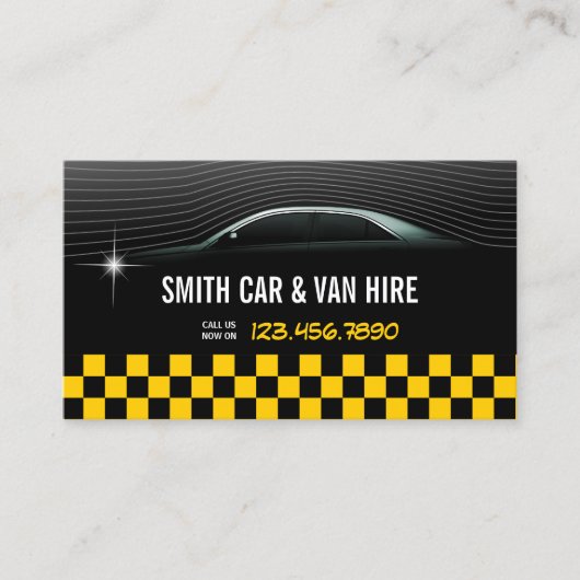 Coole Gelb-Checkered-Car & Van-Hire-Visitenkarte Visitenkarte (Vorderseite)