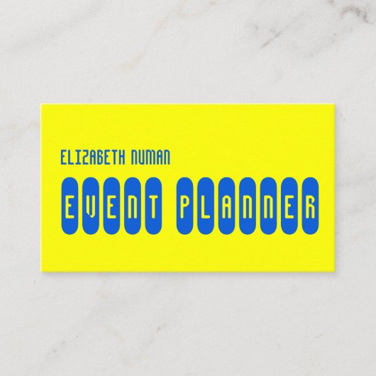 Coole Gelb- und Blautypografie Visitenkarte (Vorderseite)