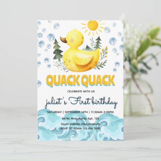 Coole gelbe 1. einladung (Stehend Vorderseite)