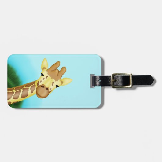 Coole Gelbe Giraffe auf blauem Hintergrund Gepäckanhänger (Vorderseite horizontal)