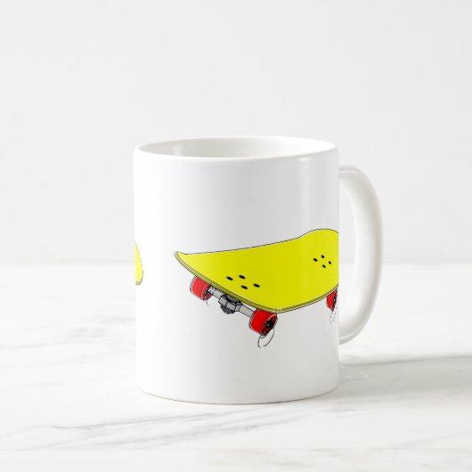 Coole gelbe Skateboard Kaffeetasse (VorderseiteRechts)