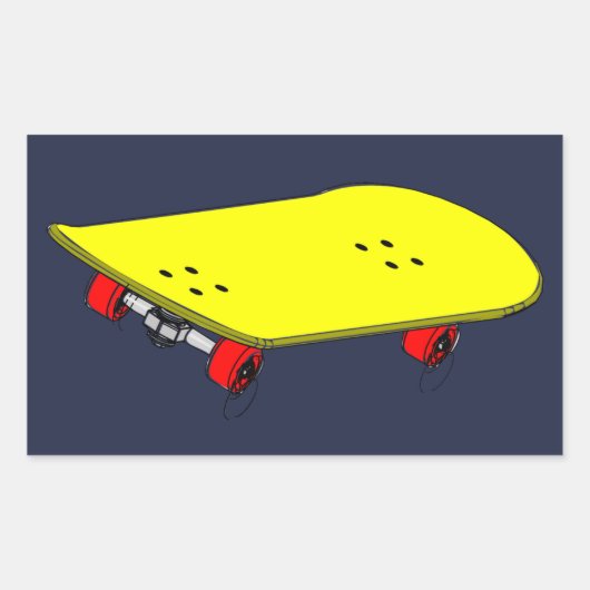 Coole gelbe Skateboard Rechteckiger Aufkleber (Vorderseite)