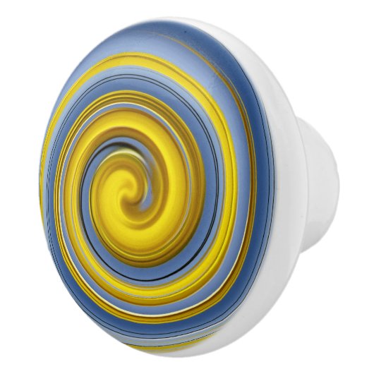 Coole gelbe und blaue Spirale Keramikknauf (Rechts)