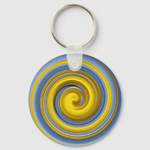Coole gelbe und blaue Spirale Schlüsselanhänger