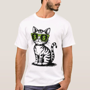 Coole Geldkatze mit Dollarschild-Brille Vintage T-Shirt