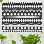 Coole Geometrie-Schwarz-weißes aztekisches Küchentuch (Gefaltet)