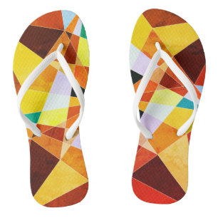 Coole geometrische Formen in warmen Farben Badesandalen