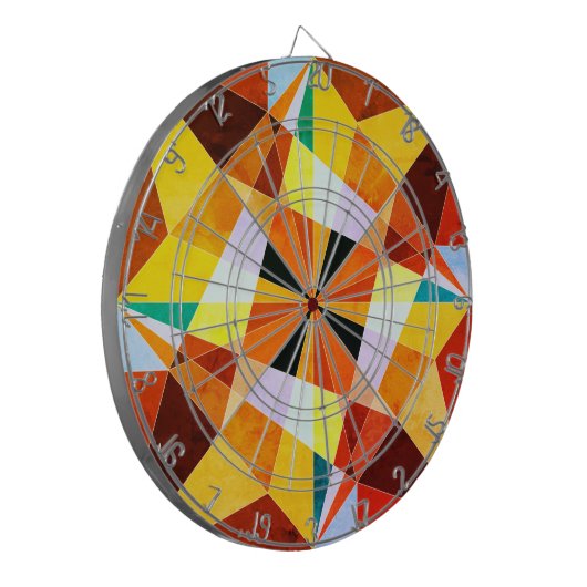 Coole geometrische Formen in warmen Farben Dartscheibe (Vorderseite Links)
