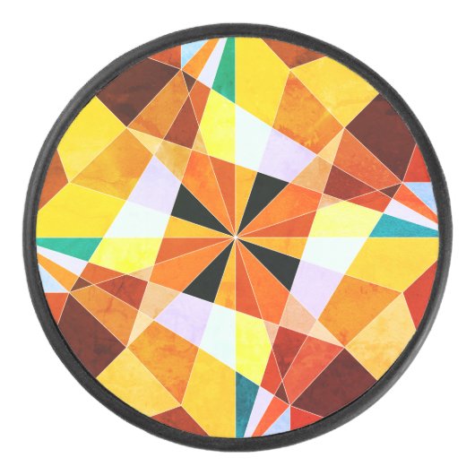 Coole geometrische Formen in warmen Farben Eishockey Puck (Vorderseite)