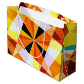 Coole geometrische Formen in warmen Farben Große Geschenktüte (Rückseite Schrägansicht)