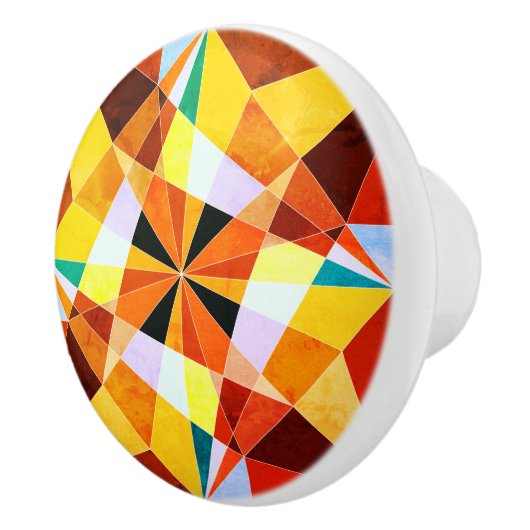 Coole geometrische Formen in warmen Farben Keramikknauf (Rechts)
