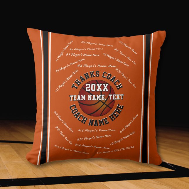 Coole Geschenke für Basketballtrainer in Ihren FAR Kissen (Basketball Pillow for Coaches. Personalised Basketball Coach Gifts. Orange, White and Black. )
