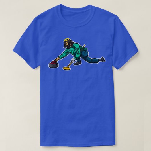Coole Geschenkidee Jesus Curling T-Shirt (Design vorne)
