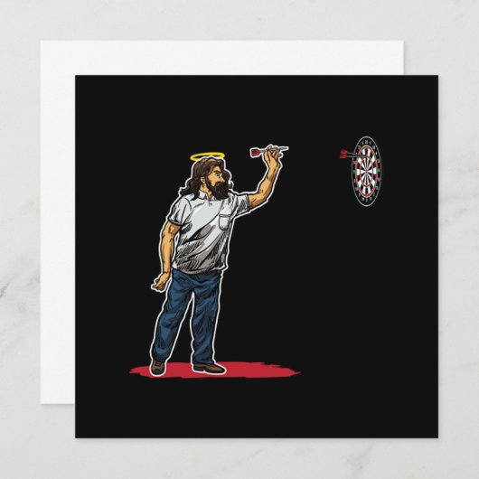 Coole Geschenkidee Jesus Darts Einladung (Vorne/Hinten)