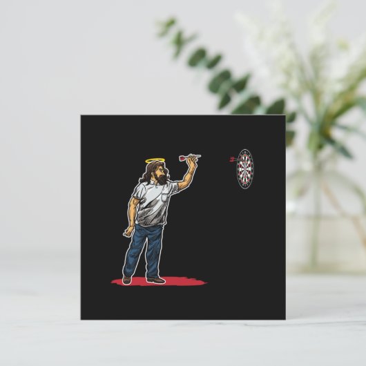 Coole Geschenkidee Jesus Darts Einladung (Stehend Vorderseite)