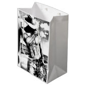 Coole Geschenktasche für seinen Art Cowboy Bodybui Mittlere Geschenktüte (Vorderseite Schrägansicht)