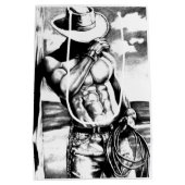 Coole Geschenktasche für seinen Art Cowboy Bodybui Mittlere Geschenktüte (Rückseite)
