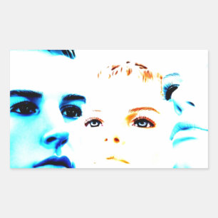 Coole Gesichter (drei Freunde), minimalistisches D Rechteckiger Aufkleber