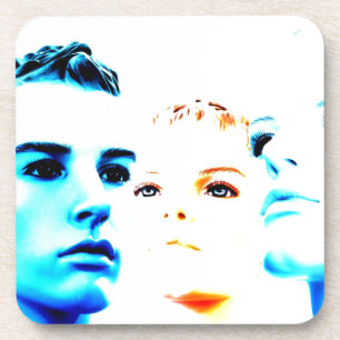 Coole Gesichter (drei Freunde), minimalistisches D Untersetzer