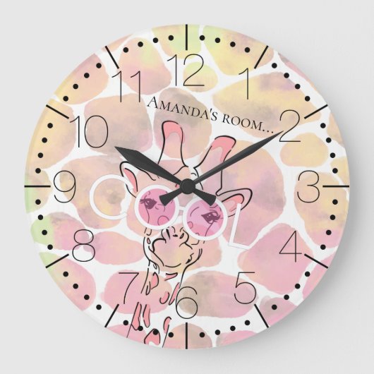 Coole Giraffbrille Große Wanduhr (Vorderseite)