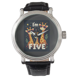 Coole Giraffe 5. Geburtstagsfeier 5 Jahre altes Kl Armbanduhr