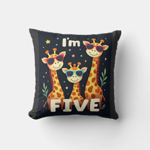 Coole Giraffe 5. Geburtstagsfeier 5 Jahre altes Kl Kissen