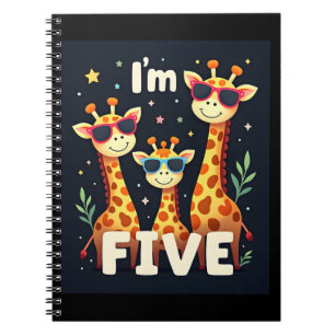 Coole Giraffe 5. Geburtstagsfeier 5 Jahre altes Kl Notizblock