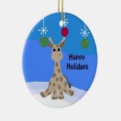 Coole Giraffe Happy Holidays Keramik Ornament (Rechts)