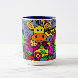 Coole Giraffe in der Garten-Kaffee-Tasse Zweifarbige Tasse