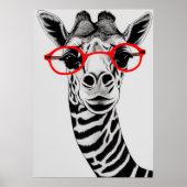 Coole Giraffe in Roter Brille Giraffe Zeichnend Ku Poster (Vorne)
