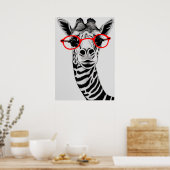 Coole Giraffe in Roter Brille Giraffe Zeichnend Ku Poster (Küche)