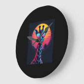 Coole Giraffe in Sonnenbrille unter Sonnenuntergan Große Wanduhr (Winkel)