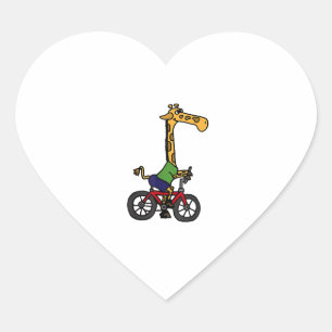 Coole Giraffe Reitrad Herz-Aufkleber